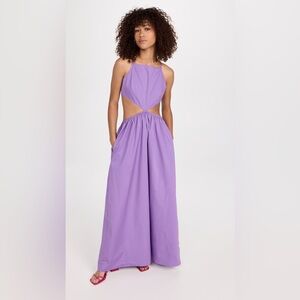 STAUD Myla Purple Halter Maxi Dress M